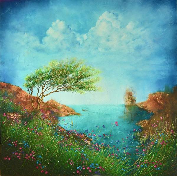 - Oil & Mixed Media on Canvas, Painting by Kate Richardson, measuring 90 x 90 cm (H x W) framed at 93 x 93 cm £1850